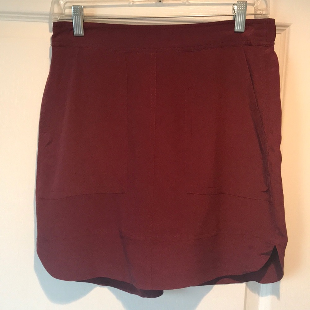 Madewell maroon silk skirt
